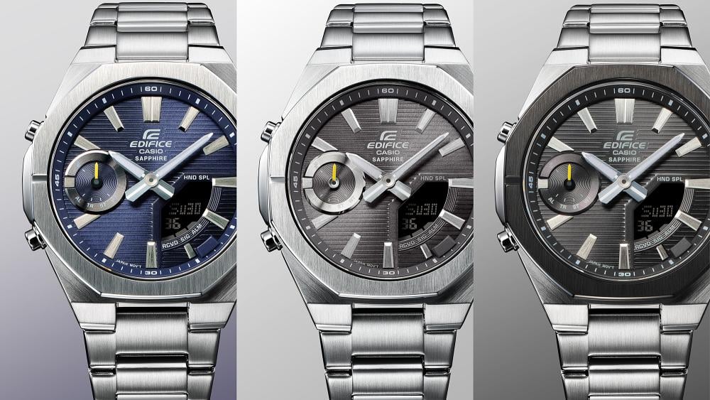 Collection Edifice - ECB-S10D-2AEF - Montre Casio – montre analogique-numérique fine à cadran bleu, boîtier et bracelet en acier inoxydable argenté – vue 6