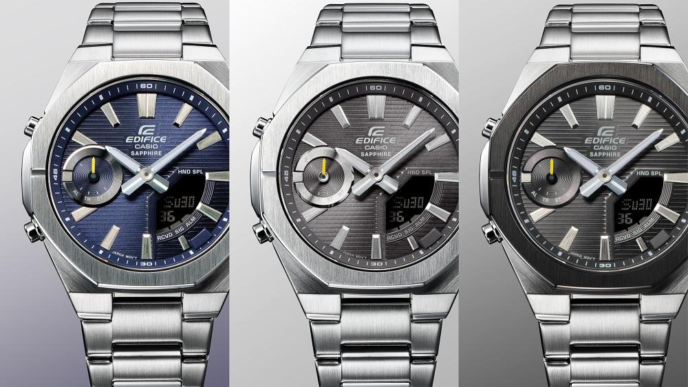 Collection Edifice - ECB-S10D-8AEF - Montre Casio – boîtier fin en acier argenté, cadran gris avec écran numérique, bracelet en acier – vue 7