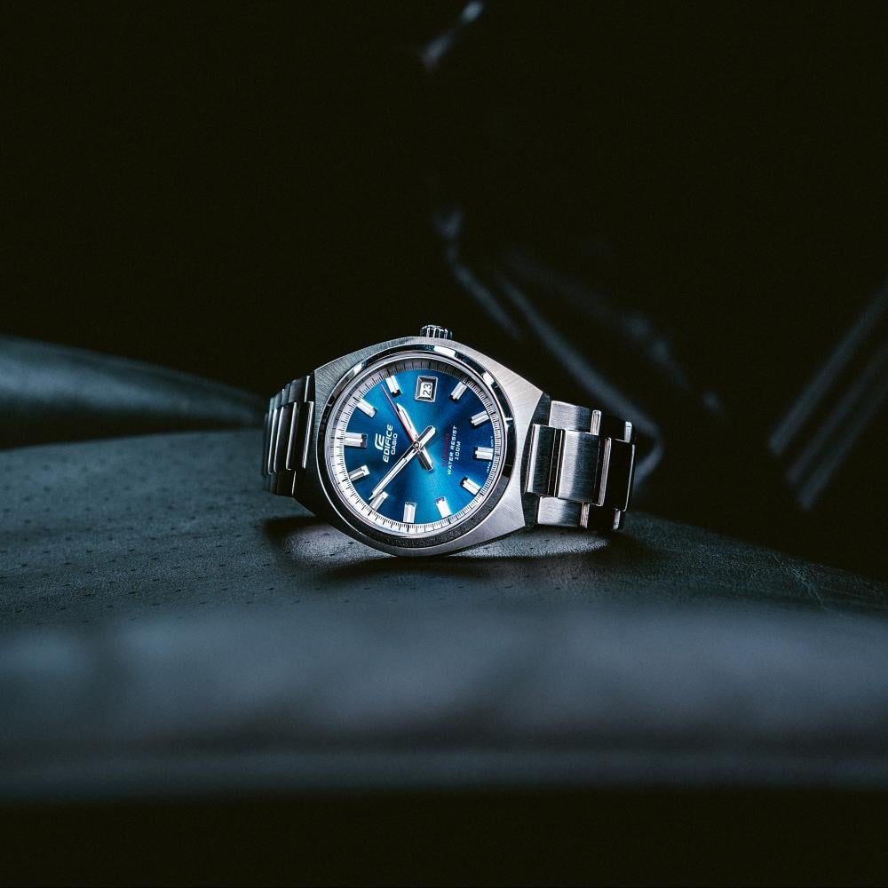 Collection Edifice - EFB-109D-2AVEF - Montre Casio – montre ronde en acier inoxydable, cadran bleu soleillé, bracelet en acier argenté – vue 5