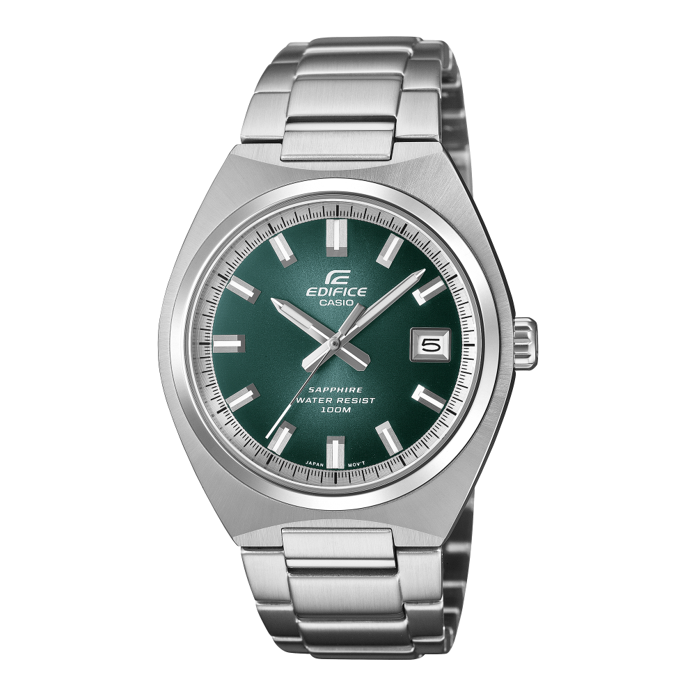 Collection Edifice - EFB-109D-3AVEF - Montre Casio – montre ronde en acier inoxydable, cadran dégradé vert, bracelet en acier argenté – vue de face
