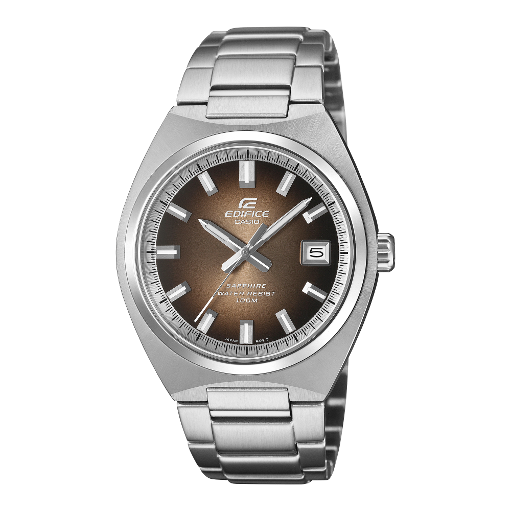Collection Edifice - EFB-109D-5AVEF - Montre Casio – montre ronde en acier inoxydable, cadran dégradé marron, bracelet en acier argenté – vue de face