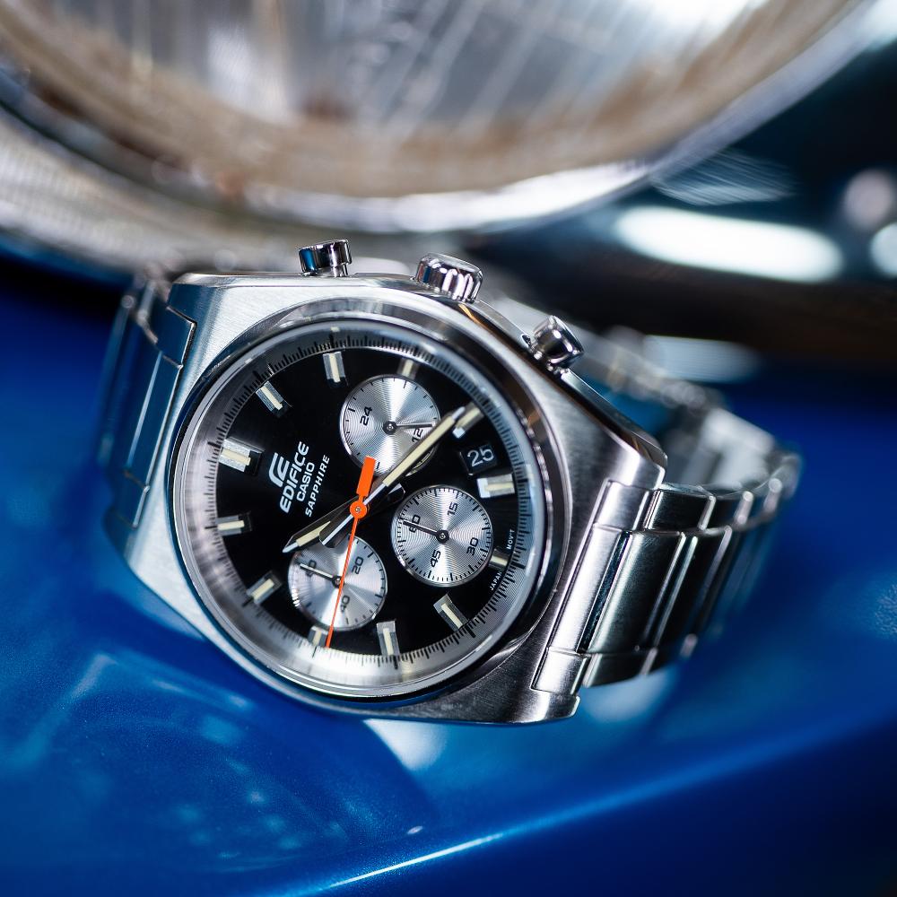 Collection Edifice - EFB-730D-1AVUEF - Montre Casio – boîtier en acier argenté, cadran noir à trois compteurs, bracelet en acier – vue 7