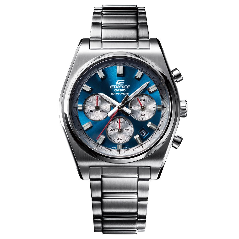 Collection Edifice - EFB-730D-2AVUEF - Montre Casio – boîtier en acier argenté, cadran bleu à trois compteurs, bracelet en acier – vue 5