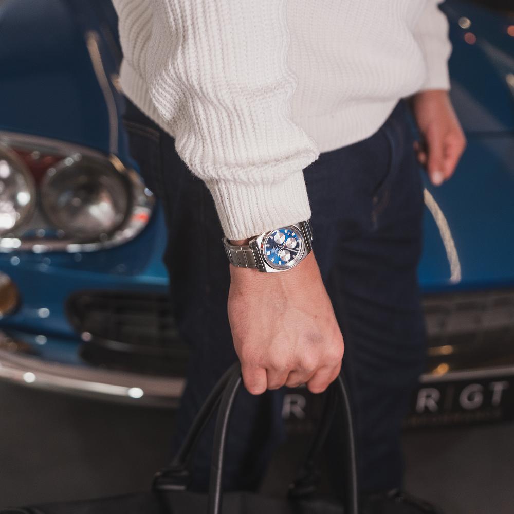 Collection Edifice - EFB-730D-2AVUEF - Montre Casio – boîtier en acier argenté, cadran bleu à trois compteurs, bracelet en acier – vue 7