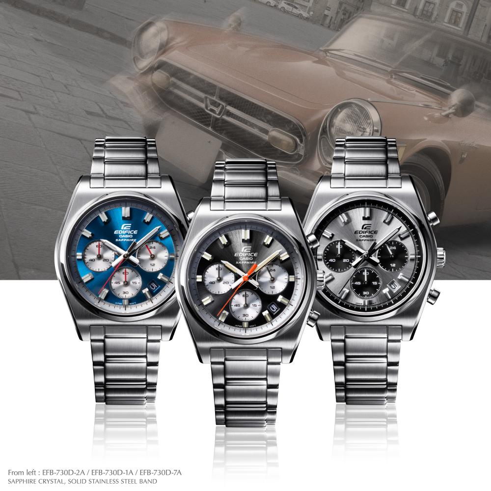Collection Edifice - EFB-730D-2AVUEF - Montre Casio – boîtier en acier argenté, cadran bleu à trois compteurs, bracelet en acier – vue 4