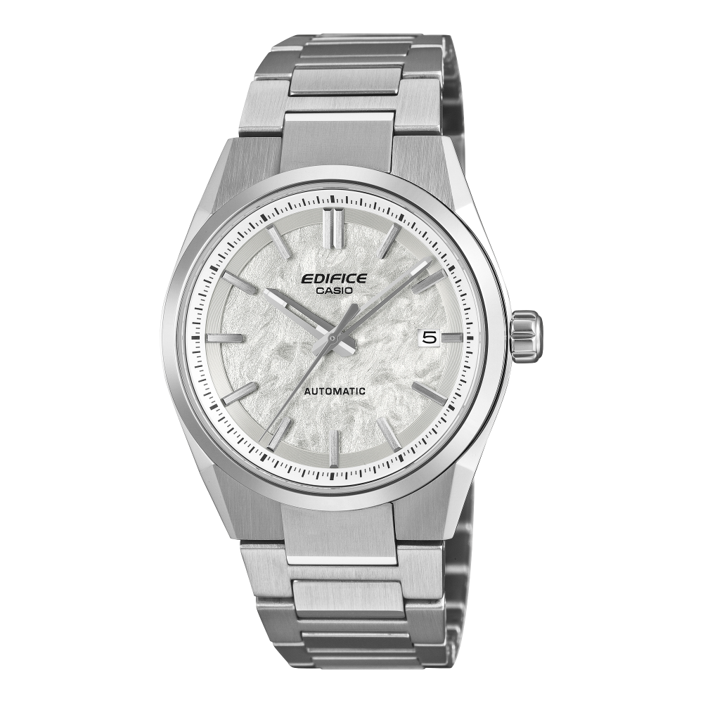 Collection Edifice - EFK-110D-7AER - Montre Casio – boîtier compact en acier argenté, cadran clair texturé, bracelet en acier – vue de face