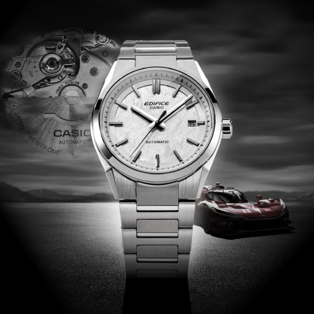 Collection Edifice - EFK-110D-7AER - Montre Casio – boîtier compact en acier argenté, cadran clair texturé, bracelet en acier – vue 4