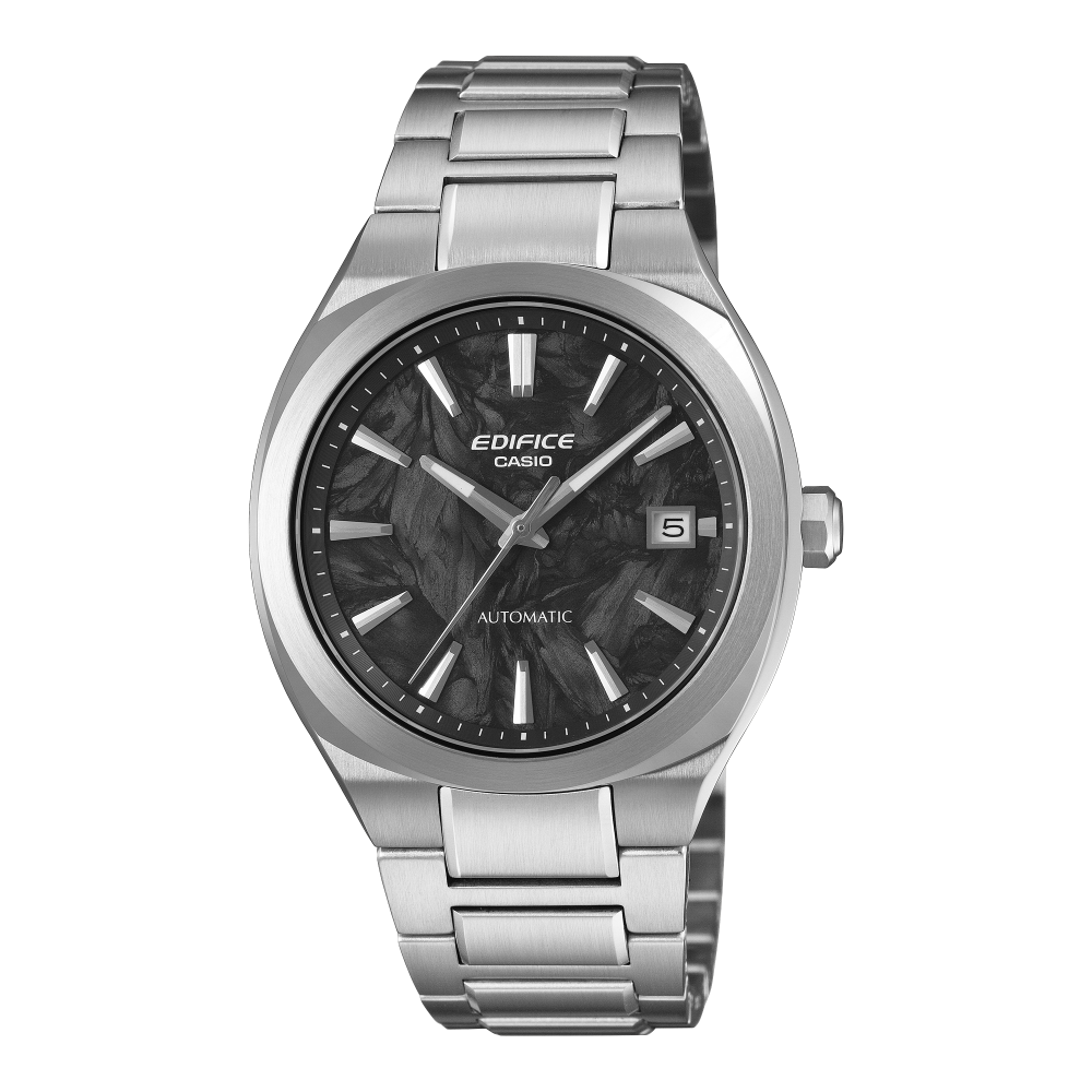 Collection Edifice - EFK-200CD-1AER - Montre Casio – boîtier en acier inoxydable argenté, cadran noir, bracelet acier massif – vue de face