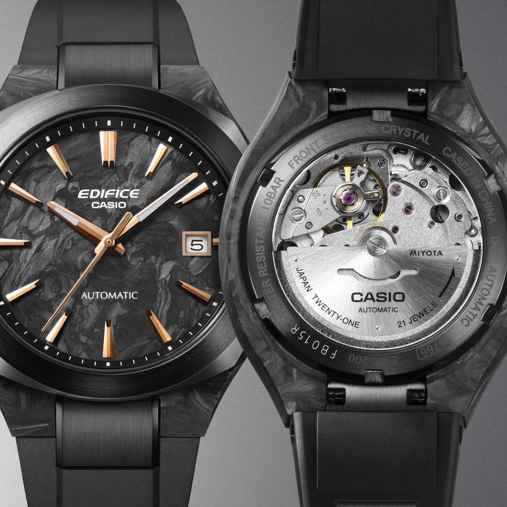 Collection Edifice - EFK-200XPB-1AER - Montre Casio – boîtier noir en carbone et acier, lunette noire, bracelet en résine noire, cadran à trois aiguilles – vue 5