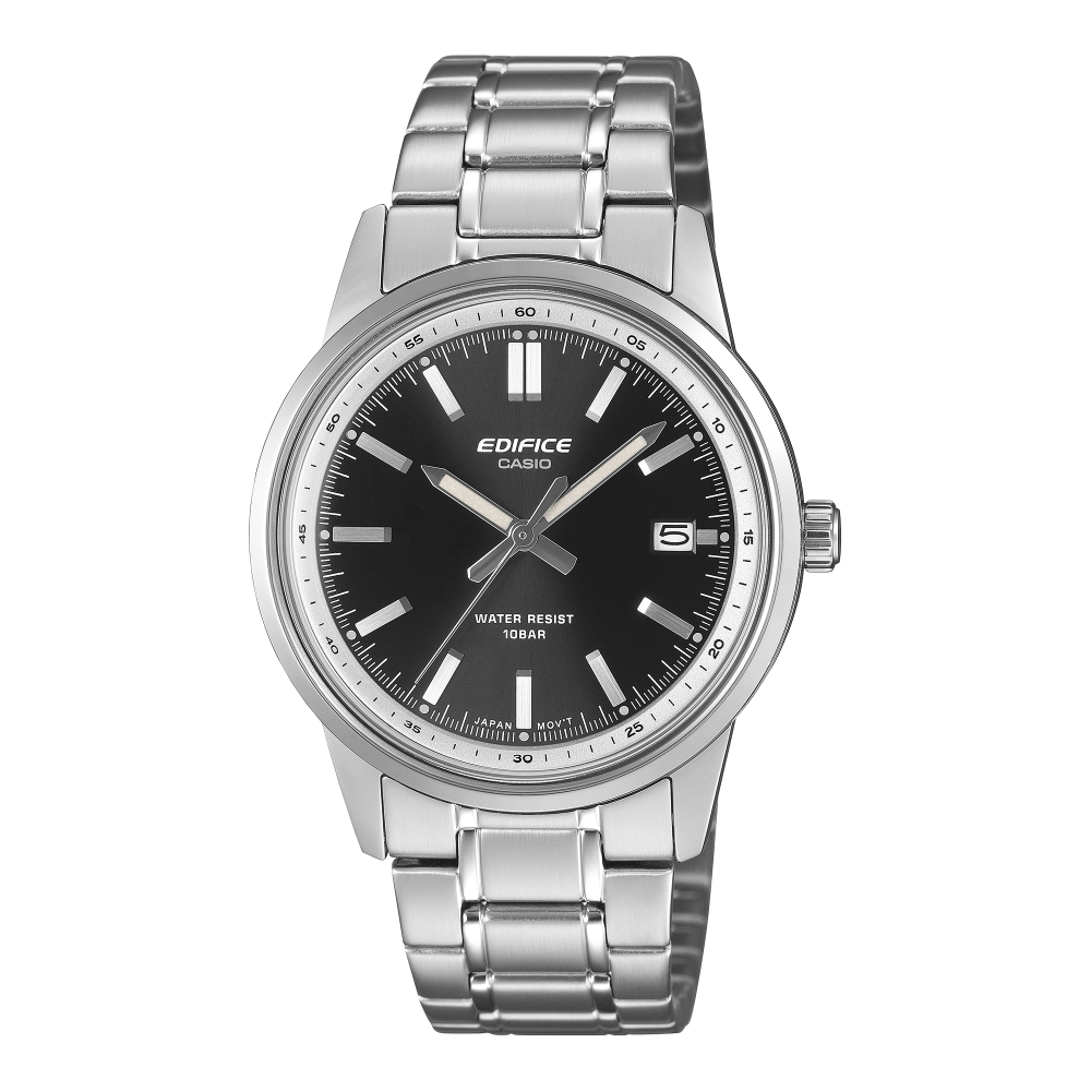 Collection Edifice - EFR-109D-1AER - Montre Casio – boîtier en acier argenté, cadran noir, bracelet en acier inoxydable – vue de face
