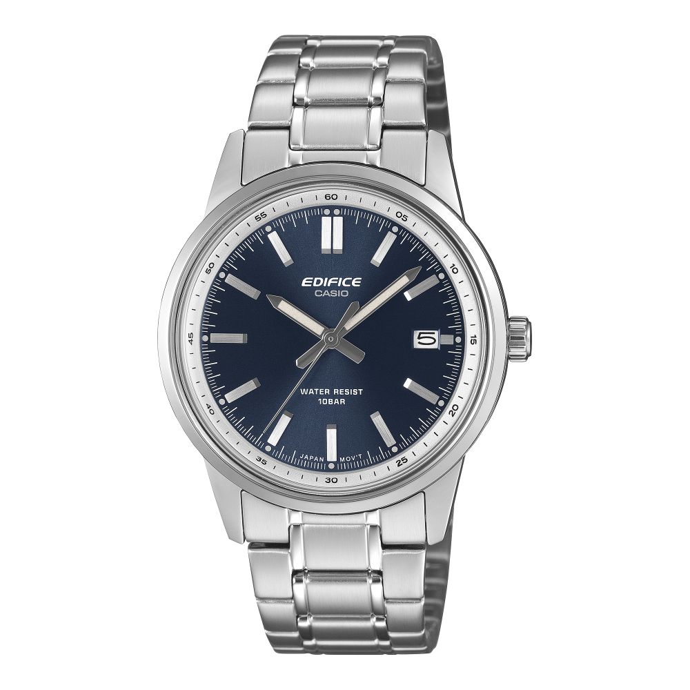 Collection Edifice - EFR-109D-2AER - Montre Casio – boîtier en acier argenté, cadran bleu, bracelet en acier inoxydable – vue de face