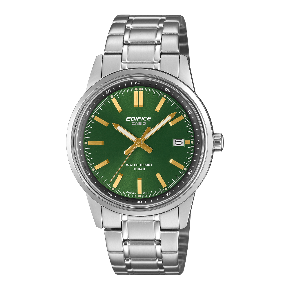 Collection Edifice - EFR-109D-3AER - Montre Casio – boîtier en acier argenté, cadran vert, bracelet en acier inoxydable – vue de face