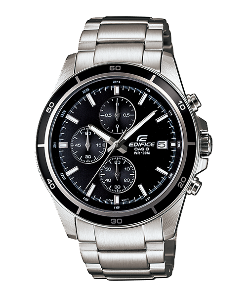 Collection Edifice - EFR-526D-1AVUEF - Montre Casio – boîtier en acier argenté, cadran noir, bracelet en acier inoxydable – vue de face