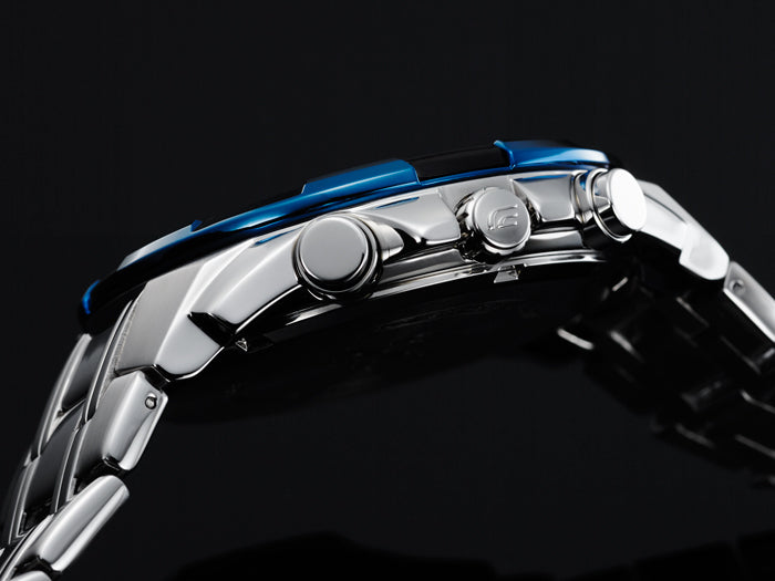 Collection Edifice - EFR-539D-1A2VUEF - Montre Casio – chronographe à cadran noir, lunette bleue et grise, boîtier et bracelet en acier inoxydable – vue 4