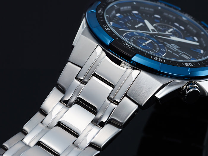 Collection Edifice - EFR-539D-1A2VUEF - Montre Casio – chronographe à cadran noir, lunette bleue et grise, boîtier et bracelet en acier inoxydable – vue 5