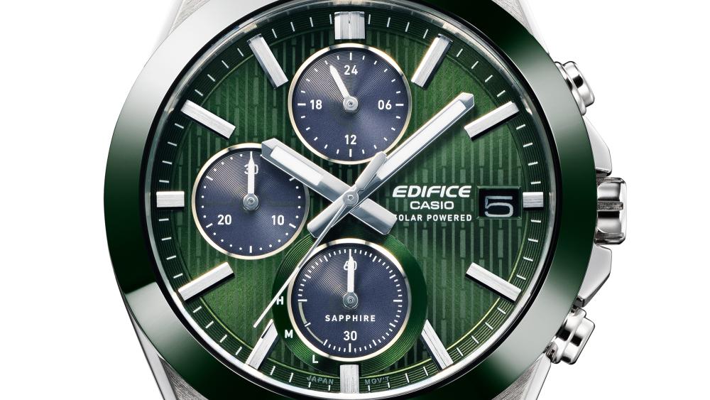 Collection Edifice - EFS-S650D-3AEF - Montre Casio – boîtier en acier poli argenté avec lunette en céramique, cadran vert, bracelet en acier – vue 2