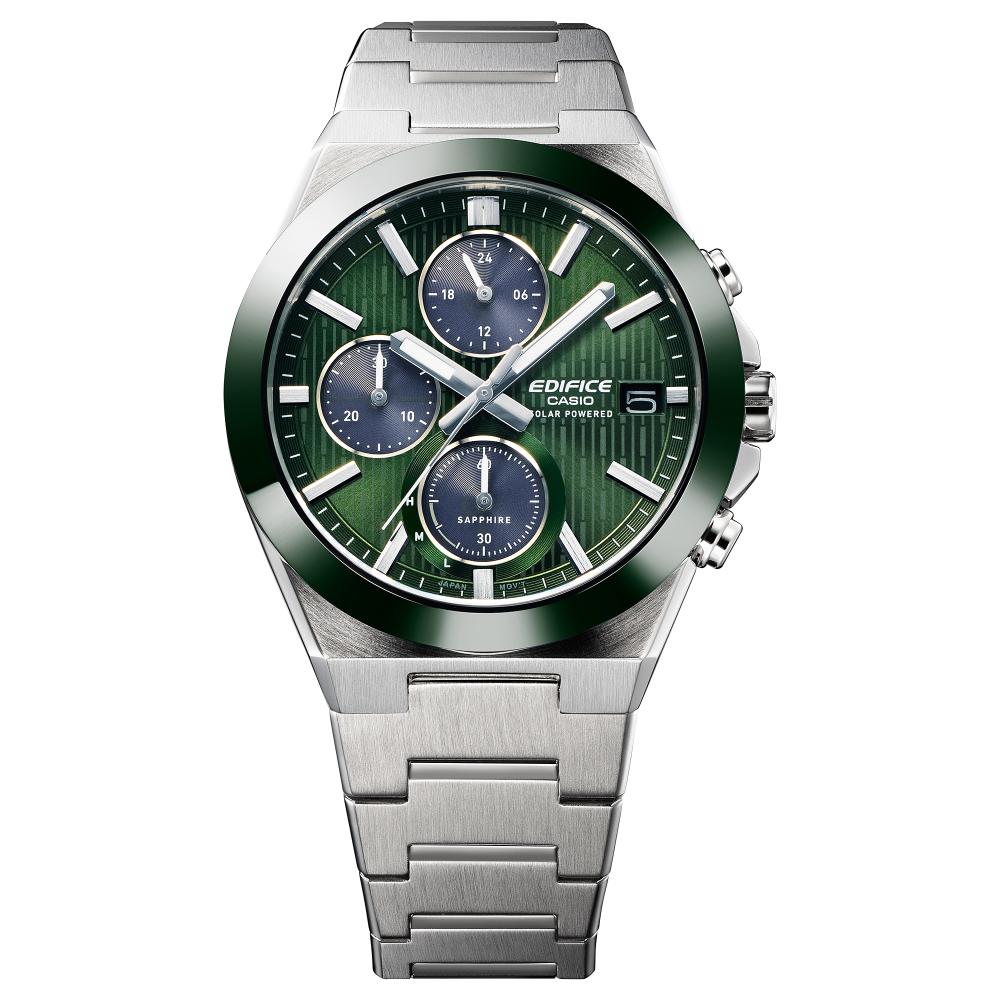 Collection Edifice - EFS-S650D-3AEF - Montre Casio – boîtier en acier poli argenté avec lunette en céramique, cadran vert, bracelet en acier – vue 3