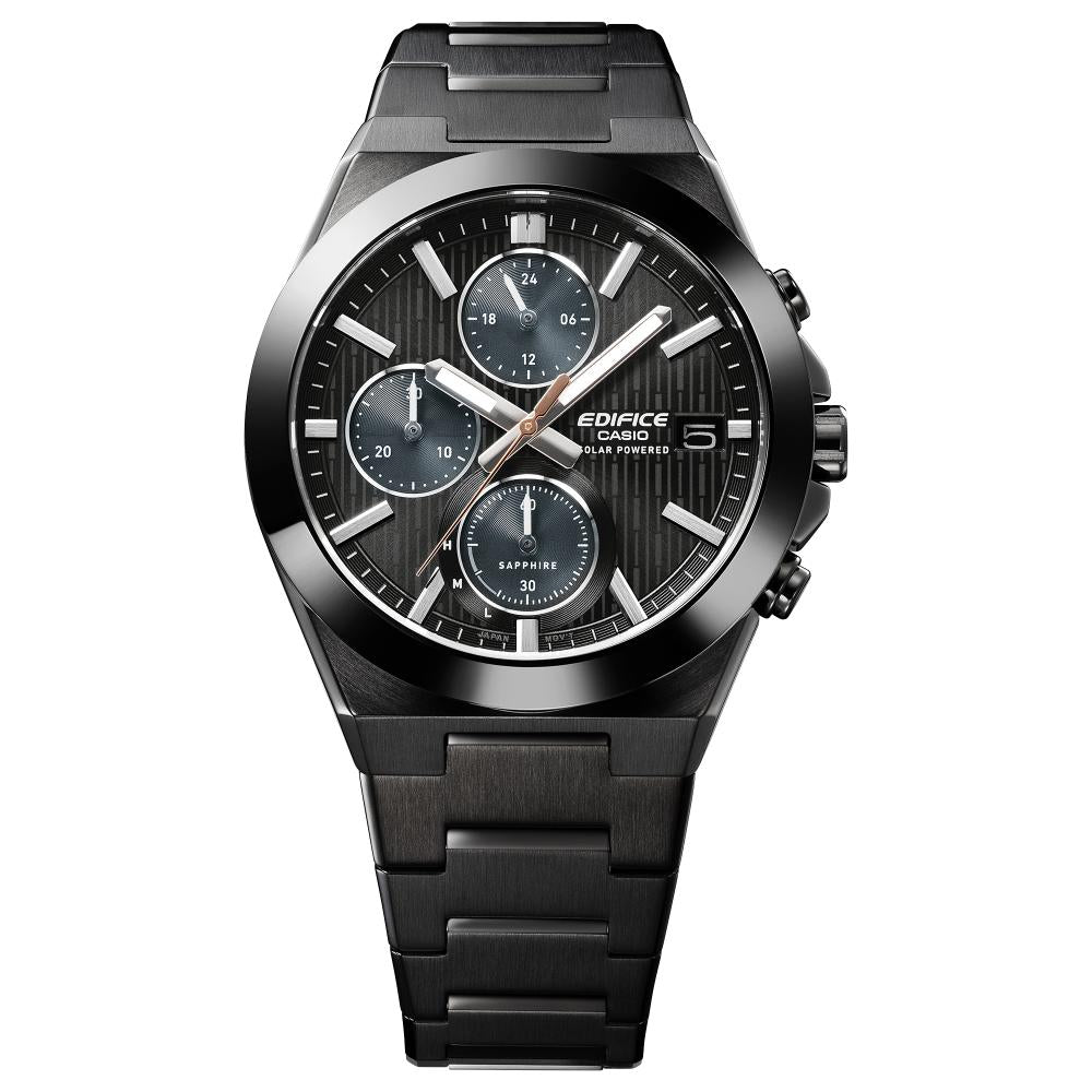 Collection Edifice - EFS-S650DC-1AEF - Montre Casio – chronographe solaire noir, boîtier et bracelet en acier à placage ionique noir, lunette en céramique – vue 3