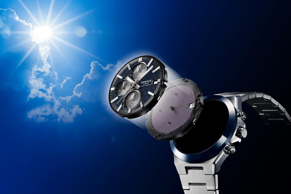 Collection Edifice - EFS-S650D-2AEF - Montre Casio – chronographe solaire à cadran bleu, lunette en céramique, boîtier et bracelet en acier argenté – vue 6