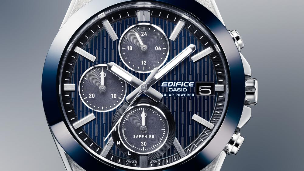 Collection Edifice - EFS-S650D-2AEF - Montre Casio – chronographe solaire à cadran bleu, lunette en céramique, boîtier et bracelet en acier argenté – vue 5