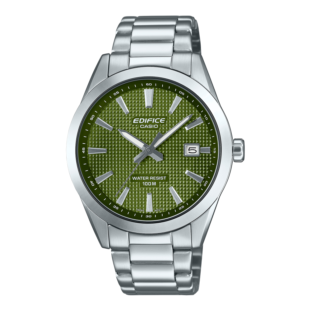 Collection Edifice - EFV-160D-3AVEF - Montre Casio – montre à cadran vert Clous de Paris, boîtier et bracelet en acier inoxydable argenté – vue de face