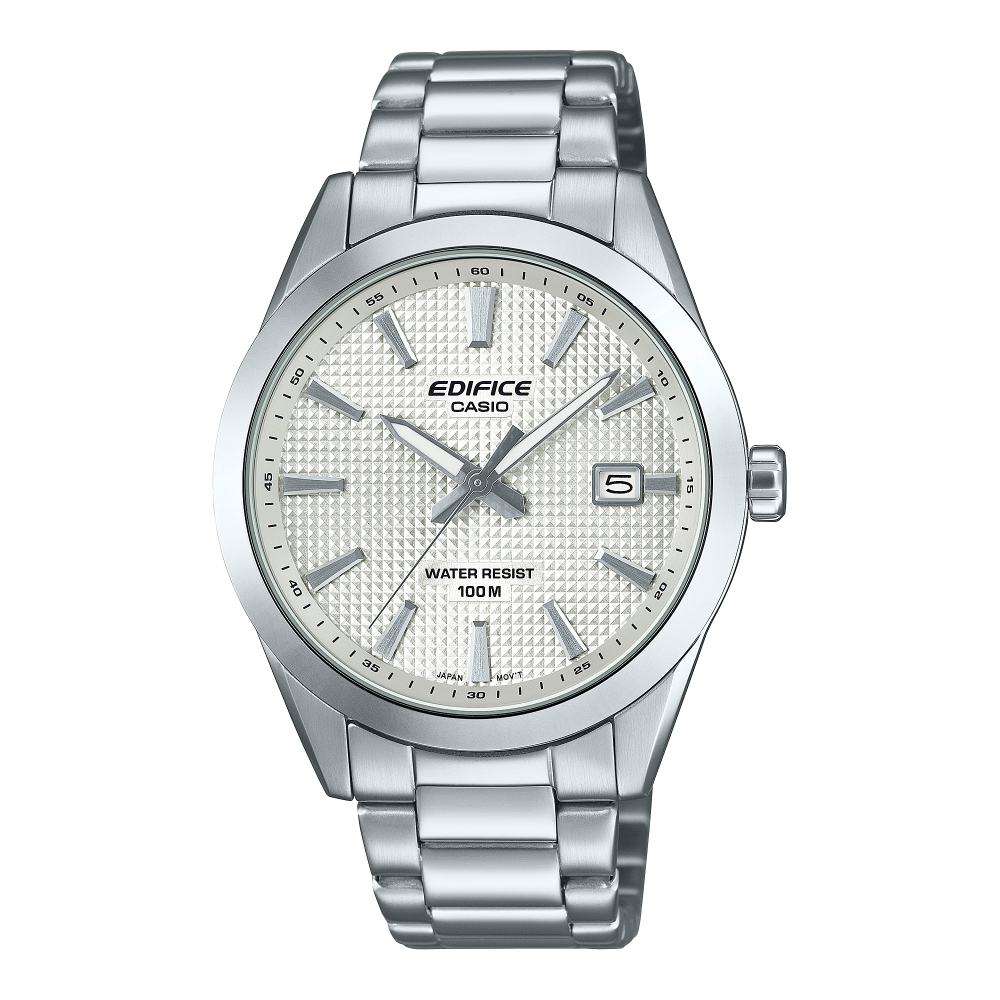 Collection Edifice - EFV-160D-7AVEF - Montre Casio – boîtier en acier argenté, cadran clair à motif Clous de Paris, bracelet en acier – vue de face