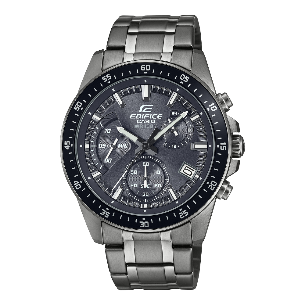 Collection Edifice - EFV-540DC-1CVUEF - Montre Casio – boîtier en acier à placage ionique sombre, cadran gris, bracelet en acier à placage ionique – vue de face