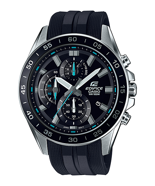 Collection Edifice - EFV-550P-1AVUEF - Montre Casio – chronographe au boîtier en acier inoxydable, bracelet en résine noire – vue de face