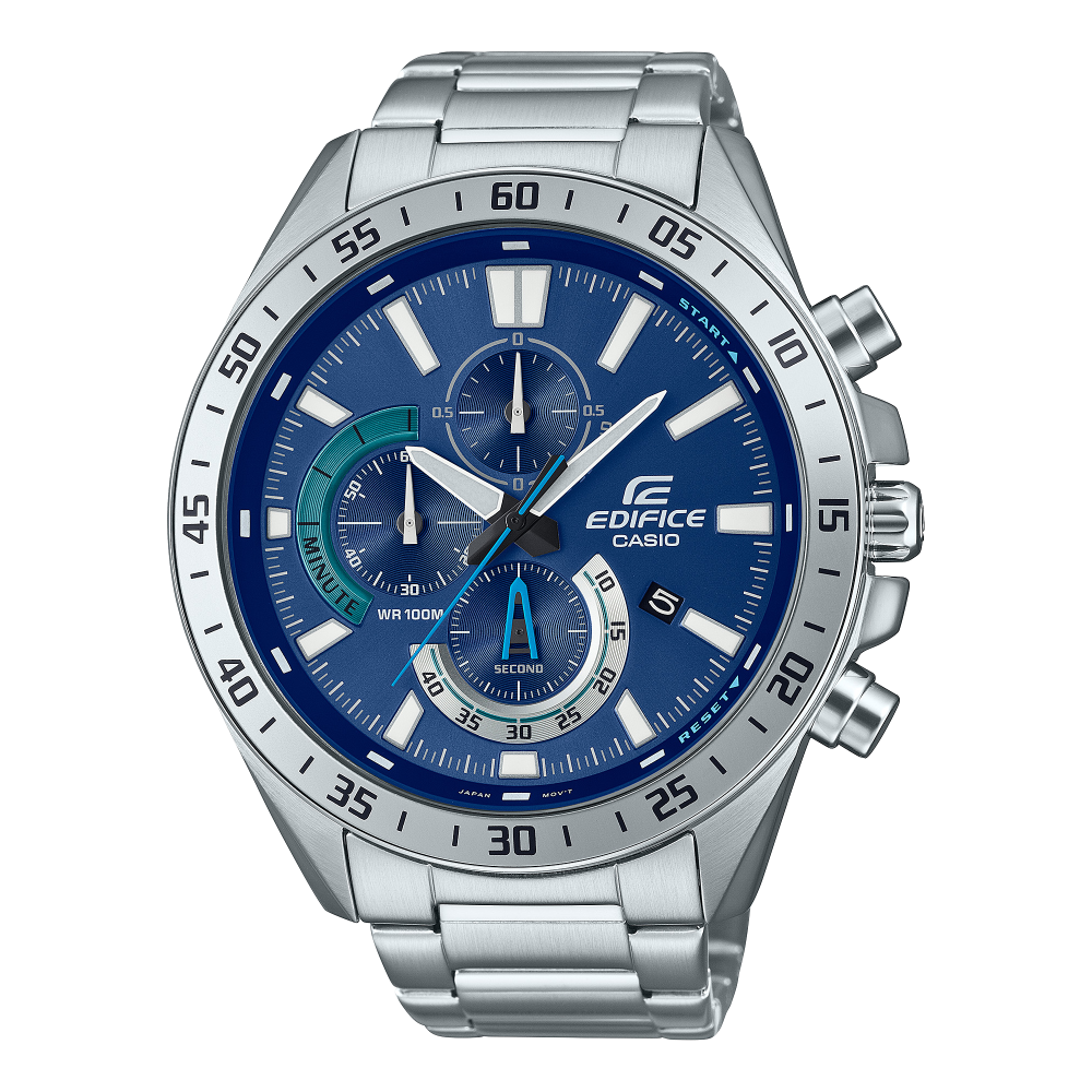 Collection Edifice - EFV-620D-2AVUEF - Montre Casio – boîtier en acier argenté, cadran bleu, bracelet en acier inoxydable – vue de face