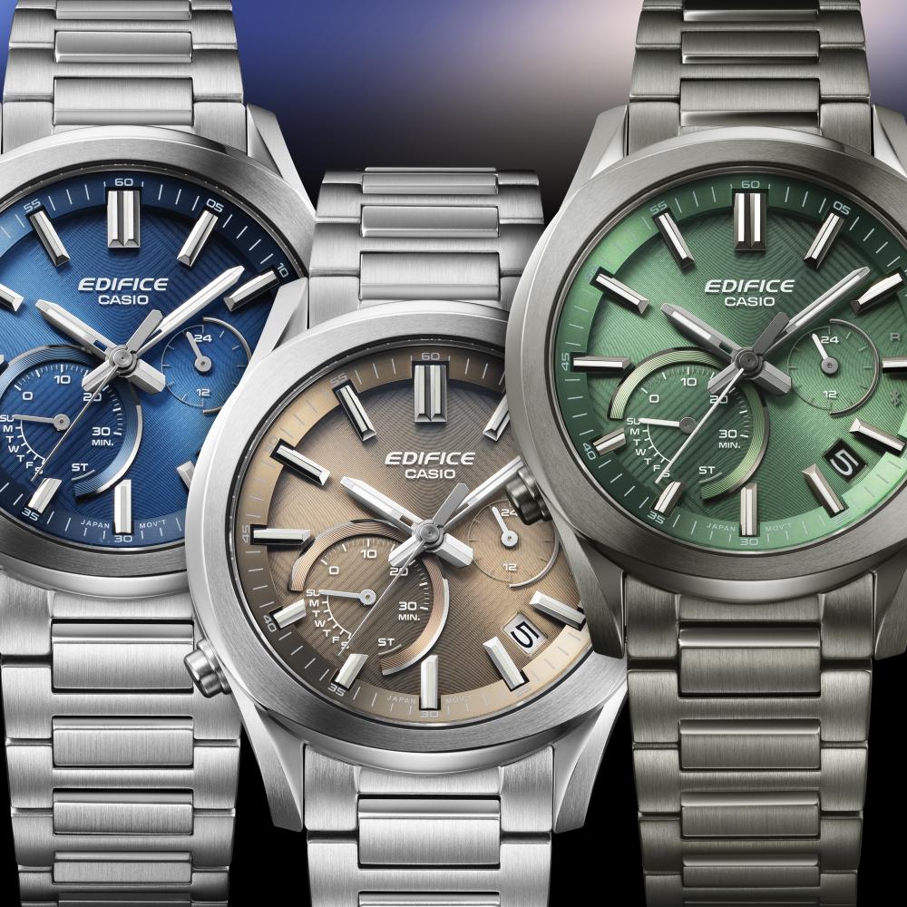 Collection Edifice - EQB-1300D-5AEF - Montre Casio – boîtier fin en acier argenté, cadran marron texturé, bracelet en acier à maillons – vue 6