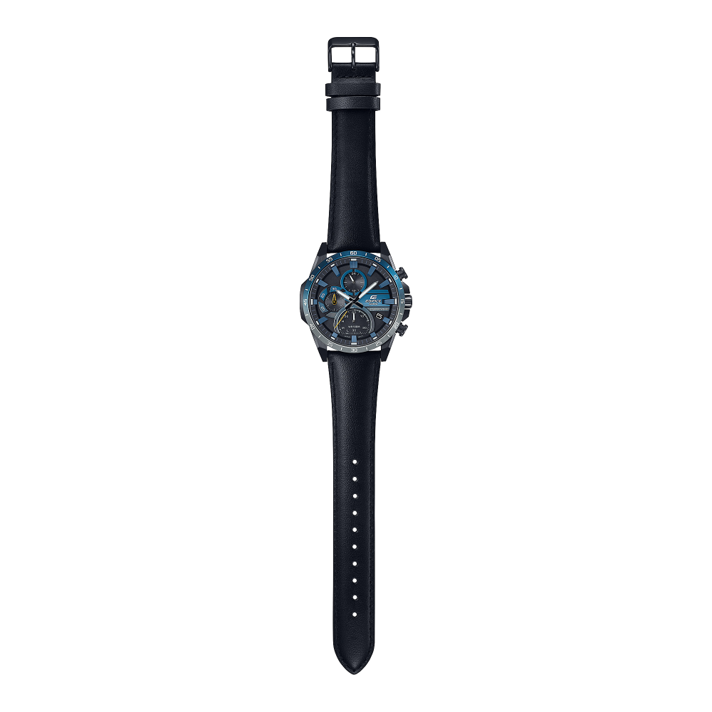Collection Edifice - EQS-940NL-1AVUEF - Montre Casio – boîtier en acier, lunette dégradée bleu et argent, cadran noir, bracelet en cuir noir – vue 4