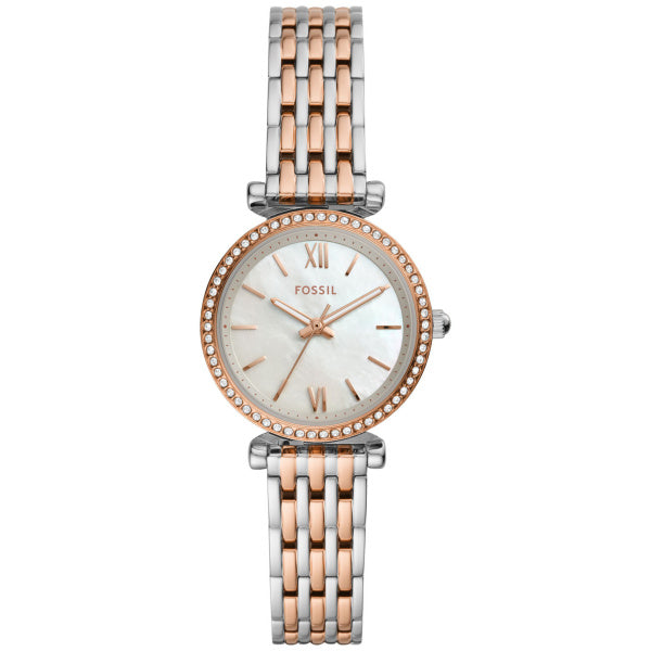 Montre femme Fossil Carlie ES4649 – cadran nacre bracelet acier inoxydable bicolore – vue 5