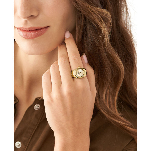 Montre femme Fossil Ring Watch ES5246 – cadran doré bracelet acier inoxydable – vue 5