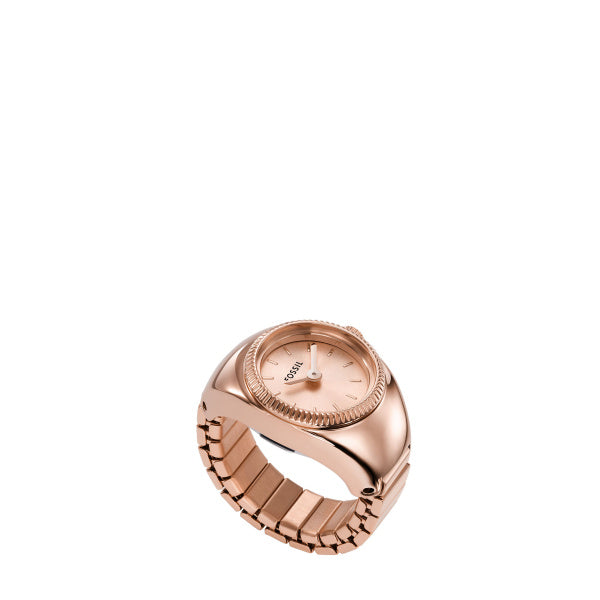 Montre femme Fossil Ring Watch ES5247 – cadran doré rose bracelet acier inoxydable – vue de face