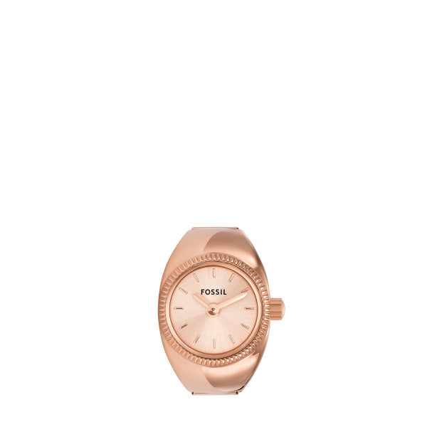 Montre femme Fossil Ring Watch ES5247 – cadran doré rose bracelet acier inoxydable – vue 2