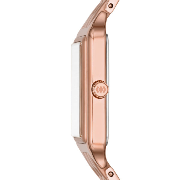 Montre femme Fossil Raquel ES5271 – cadran blanc bracelet acier inoxydable doré rose – vue 3