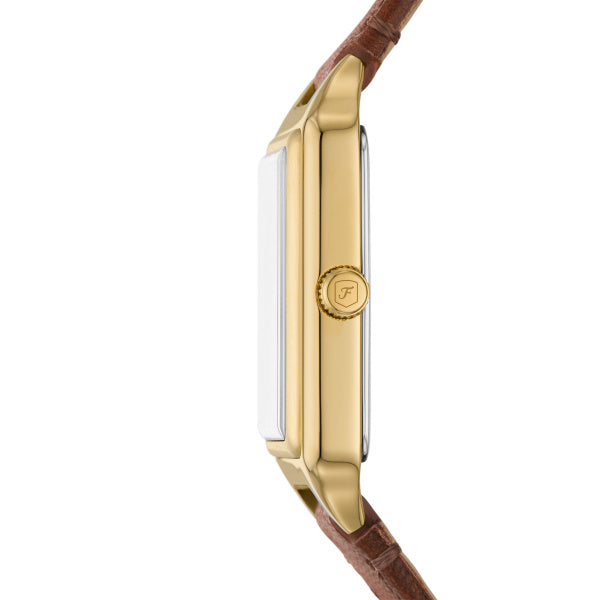 Montre femme Fossil Raquel ES5303 – cadran gris bracelet cuir marron – vue 3