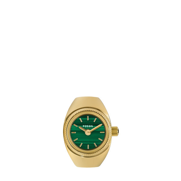 Montre femme Fossil Watch Ring ES5308 – cadran vert bracelet acier inoxydable doré – vue 2