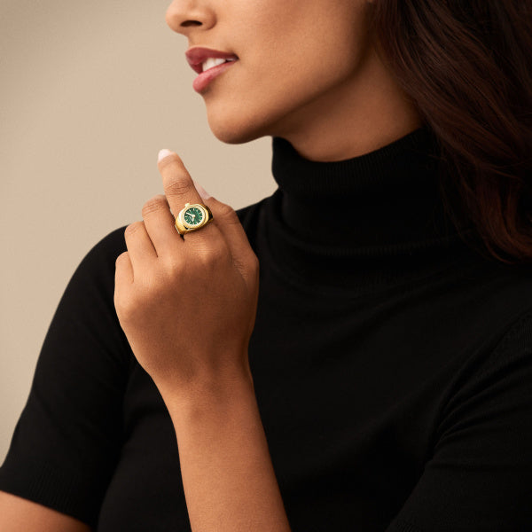 Montre femme Fossil Watch Ring ES5308 – cadran vert bracelet acier inoxydable doré – vue 5