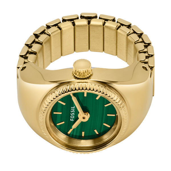 Montre femme Fossil Watch Ring ES5308 – cadran vert bracelet acier inoxydable doré – vue 3