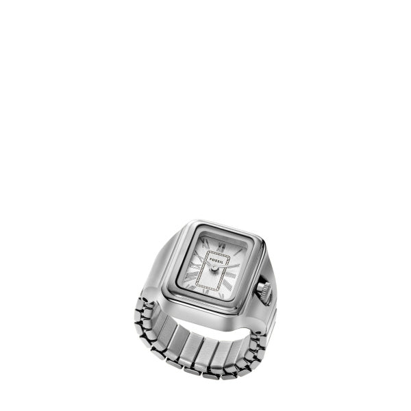 Montre femme Fossil Raquel Watch Ring ES5344 – cadran argenté bracelet acier inoxydable argenté – vue de face