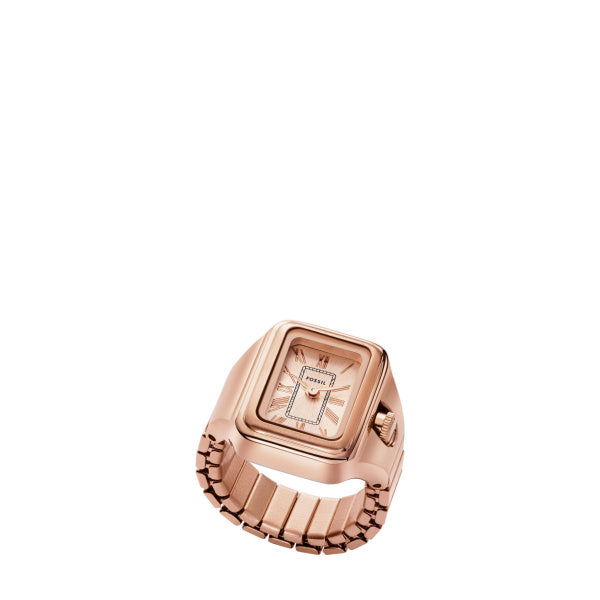 Montre femme Fossil Raquel Watch Ring ES5345 – cadran doré rose bracelet acier inoxydable doré rose – vue de face