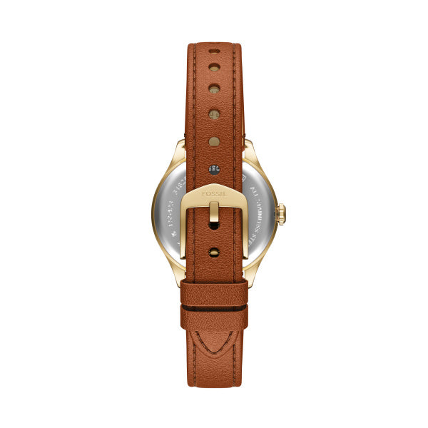 Montre femme Fossil Gilmore ES5423 – cadran argenté bracelet cuir marron – vue 2