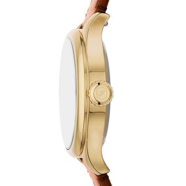 Montre femme Fossil Gilmore ES5423 – cadran argenté bracelet cuir marron – vue 3