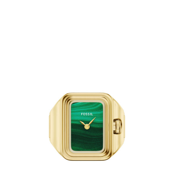 Montre femme Fossil Raquel Watch Ring ES5448 – cadran vert bracelet acier inoxydable doré – vue 2