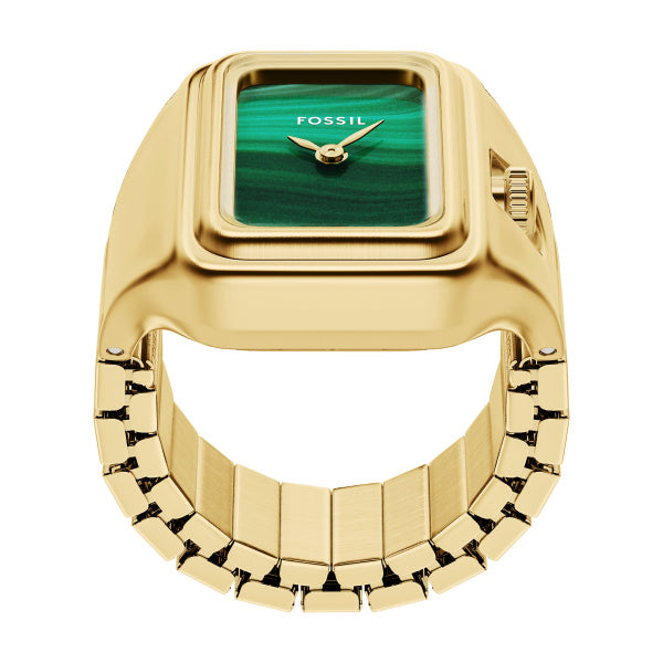 Montre femme Fossil Raquel Watch Ring ES5448 – cadran vert bracelet acier inoxydable doré – vue 3