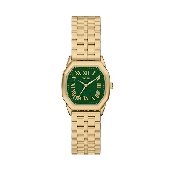 Montre femme Fossil Harlow ES5451 – cadran blanc bracelet acier inoxydable doré – vue de face