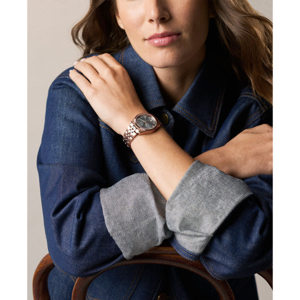 Montre femme Fossil Scarlette ES5459 – cadran gris bracelet acier inoxydable doré rose – vue 4