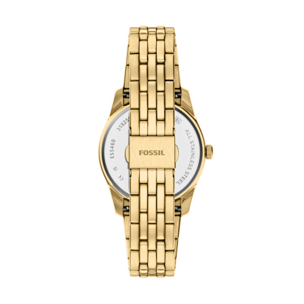 Montre femme Fossil Scarlette ES5460 – cadran vert bracelet acier inoxydable doré – vue 2