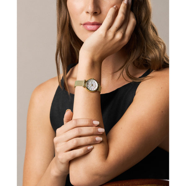 Montre femme Fossil Carlie ES5462 – cadran nacre bracelet acier inoxydable doré – vue 4
